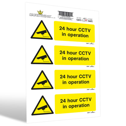 SAFETYKING® 4 PCS 4pc CCTV In Operation Sign Sticker 15mm x 5mm CCTV Sign Outdoor CCTV Stickers for Windows - CCTV Sticker Self Adhesive Vinyl CCTV Signs 24hr CCTV Warning Signs for Home CCTV Signage