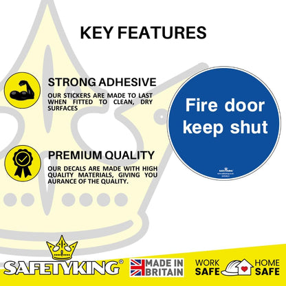 SAFETYKING® 16 x Fire Door Keep Shut Stickers 78mm Diameter