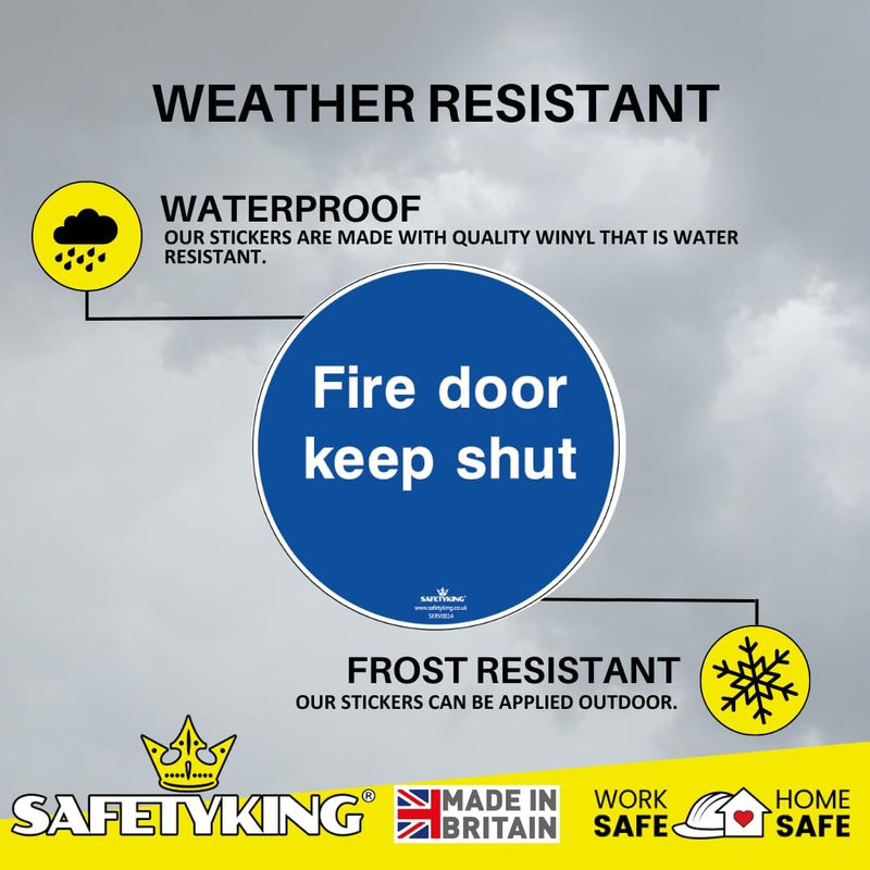 Load image into Gallery viewer, SAFETYKING® 8 x Fire Door Keep Shut Stickers 78mm Diameter | Fire Door Keep Shut Sign | Fire Door Stickers | Fire Door Signs | Fire Door Keep Shut
