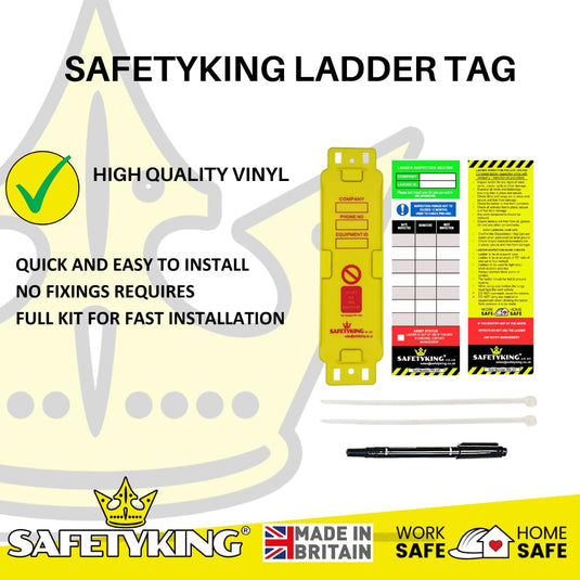 SAFETYKING® Ladder Tags 10 Holders 40 Inserts | Access Inspection Tag | Ladder Tag kit with cable ties and markers | Laddertag | Laddertags | Ladder Tag | Ladder Inspection Tag | Ladder Inspection Kit