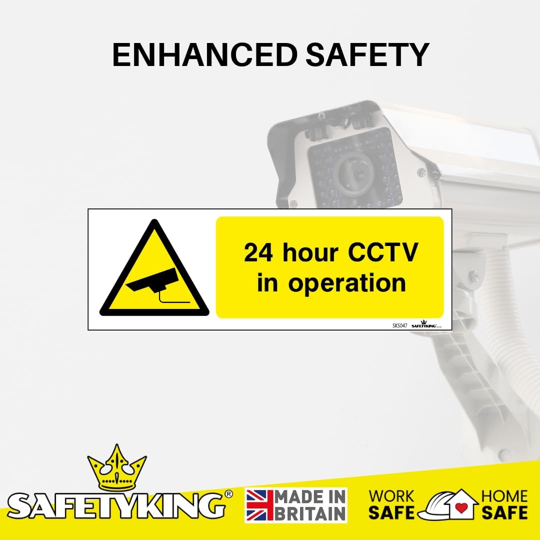 SAFETYKING® 4 PCS 4pc CCTV In Operation Sign Sticker 15mm x 5mm CCTV Sign Outdoor CCTV Stickers for Windows - CCTV Sticker Self Adhesive Vinyl CCTV Signs 24hr CCTV Warning Signs for Home CCTV Signage