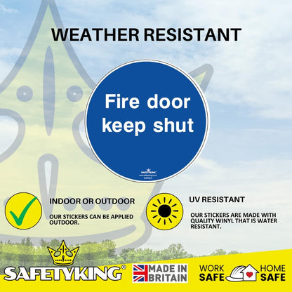 SAFETYKING® 8 x Fire Door Keep Shut Stickers 78mm Diameter | Fire Door Keep Shut Sign |
