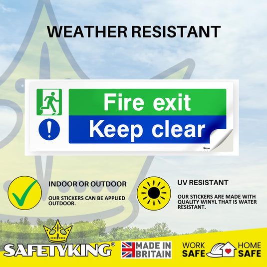 SAFETYKING® 16 Piece Fire Exit Signs | Fire Exit Keep Clear Sticker