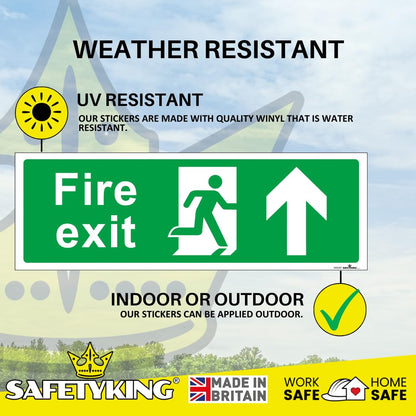 SAFETYKING® 1 Piece Fire Exit Sticker Running Man Up Sticker | 30 cm x 10 cm Self Adhesive Sticker | Fire Exit Signs | Fire Exit Stickers | Fire Exit Safety Pack | Running Man Fire Exit Signs