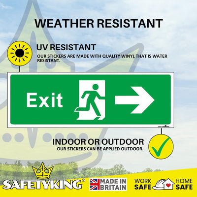 SAFETYKING® 1 Piece Fire Exit Sticker Running Man Right Sticker | 30 cm x 10 cm Self Adhesive Sticker | Fire Exit Signs | Fire Exit Stickers | Fire Exit Safety Pack | Running Man Fire Exit Signs