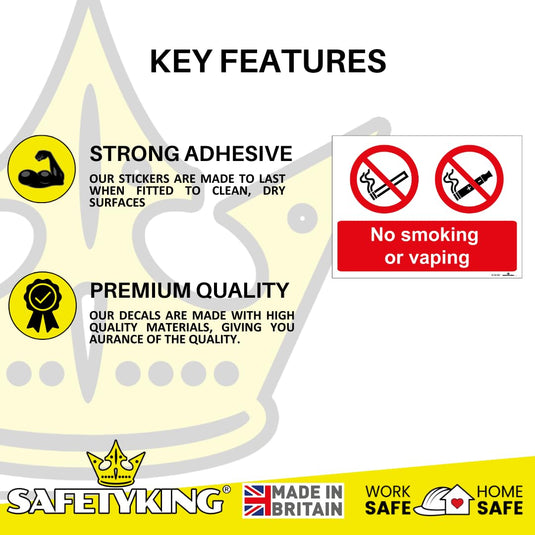 SAFETYKING® 13PCS 180cm x 135cm No Smoking No Vaping Sticker | No Smoking Sticker | No Vaping Sticker | No Smoking No Vaping Self Adhesive Sticker