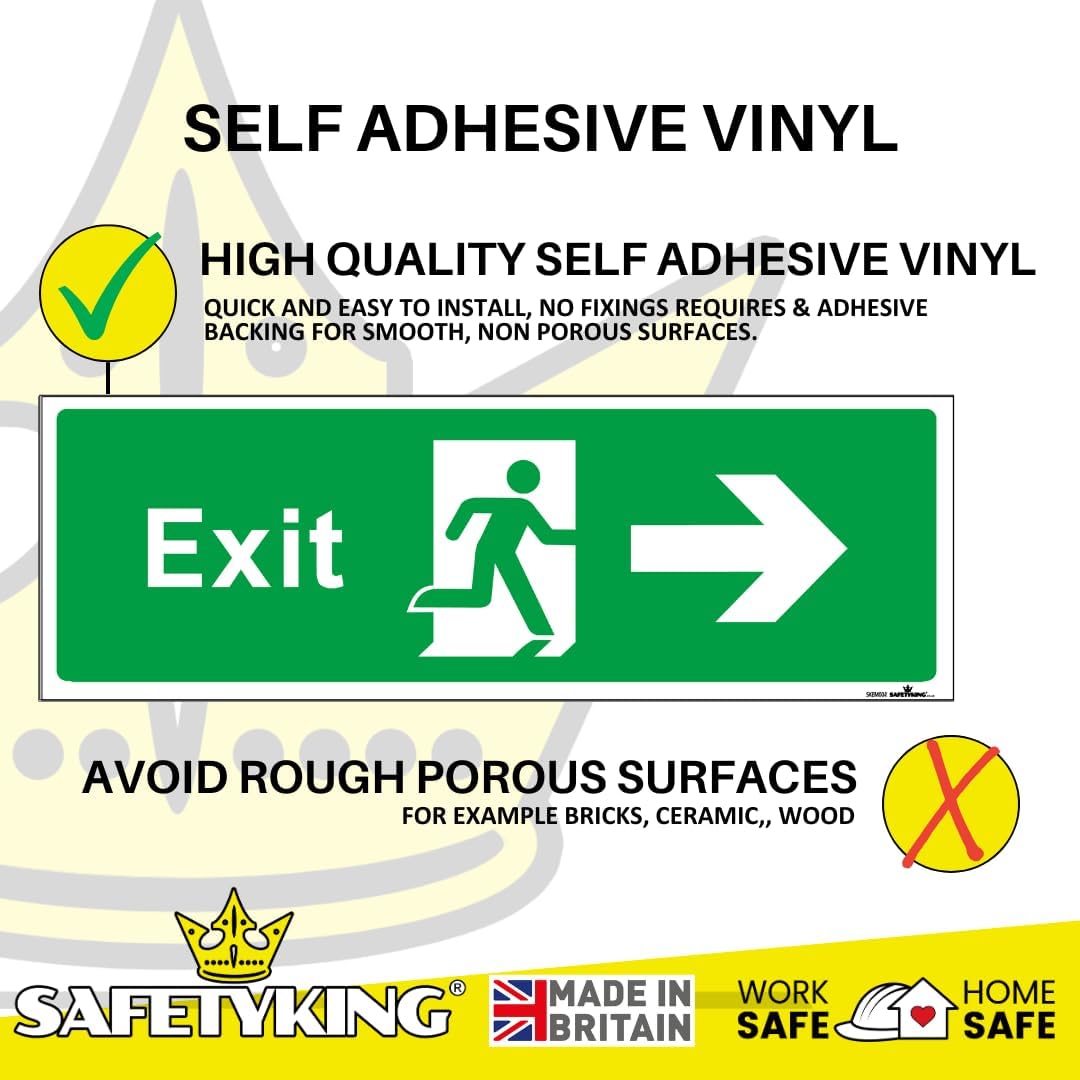 SAFETYKING® 5 Piece Fire Exit Sticker Running Man Right Sticker | 30 cm x 10 cm Self Adhesive Sticker | Fire Exit Signs | Fire Exit Stickers | Fire Exit Safety Pack | Running Man Fire Exit Signs