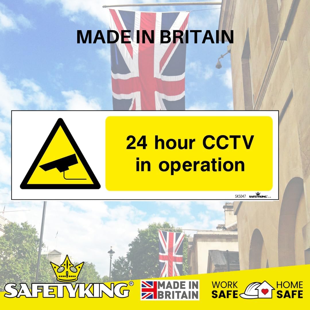 SAFETYKING® 4 PCS 4pc CCTV In Operation Sign Sticker 15mm x 5mm CCTV Sign Outdoor CCTV Stickers for Windows - CCTV Sticker Self Adhesive Vinyl CCTV Signs 24hr CCTV Warning Signs for Home CCTV Signage