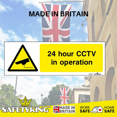 SAFETYKING® 4 PCS 4pc CCTV In Operation Sign Sticker 15mm x 5mm CCTV Sign Outdoor CCTV Stickers for Windows - CCTV Sticker Self Adhesive Vinyl CCTV Signs 24hr CCTV Warning Signs for Home CCTV Signage