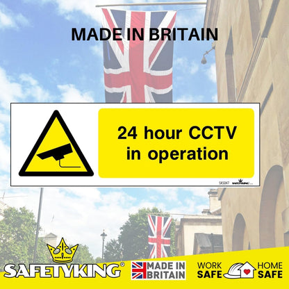 SAFETYKING® 4 PCS 4pc CCTV In Operation Sign Sticker 15mm x 5mm CCTV Sign Outdoor CCTV Stickers for Windows - CCTV Sticker Self Adhesive Vinyl CCTV Signs 24hr CCTV Warning Signs for Home CCTV Signage