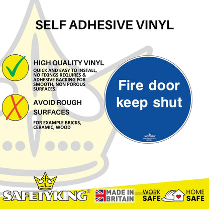 SAFETYKING® 32 x Fire Door Keep Shut Stickers 78mm Diameter