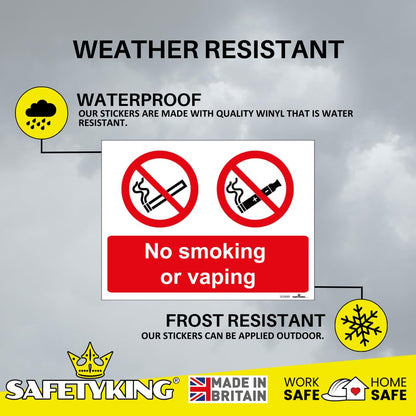 SAFETYKING® 6PCS 180cm x 135cm No Smoking No Vaping Self Adhesive Sticker