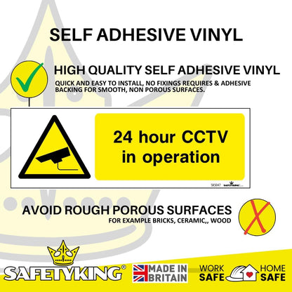 SAFETYKING® 4 PCS 4pc CCTV In Operation Sign Sticker 15mm x 5mm CCTV Sign Outdoor CCTV Stickers for Windows - CCTV Sticker Self Adhesive Vinyl CCTV Signs 24hr CCTV Warning Signs for Home CCTV Signage