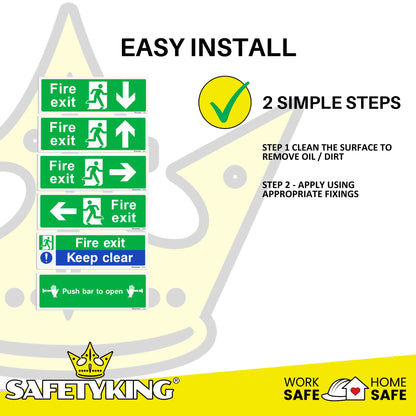 SAFETYKING® 28 Piece Fire Safety Kit | Self Adhesive Stickers | Fire Exit, Keep Clear Signs