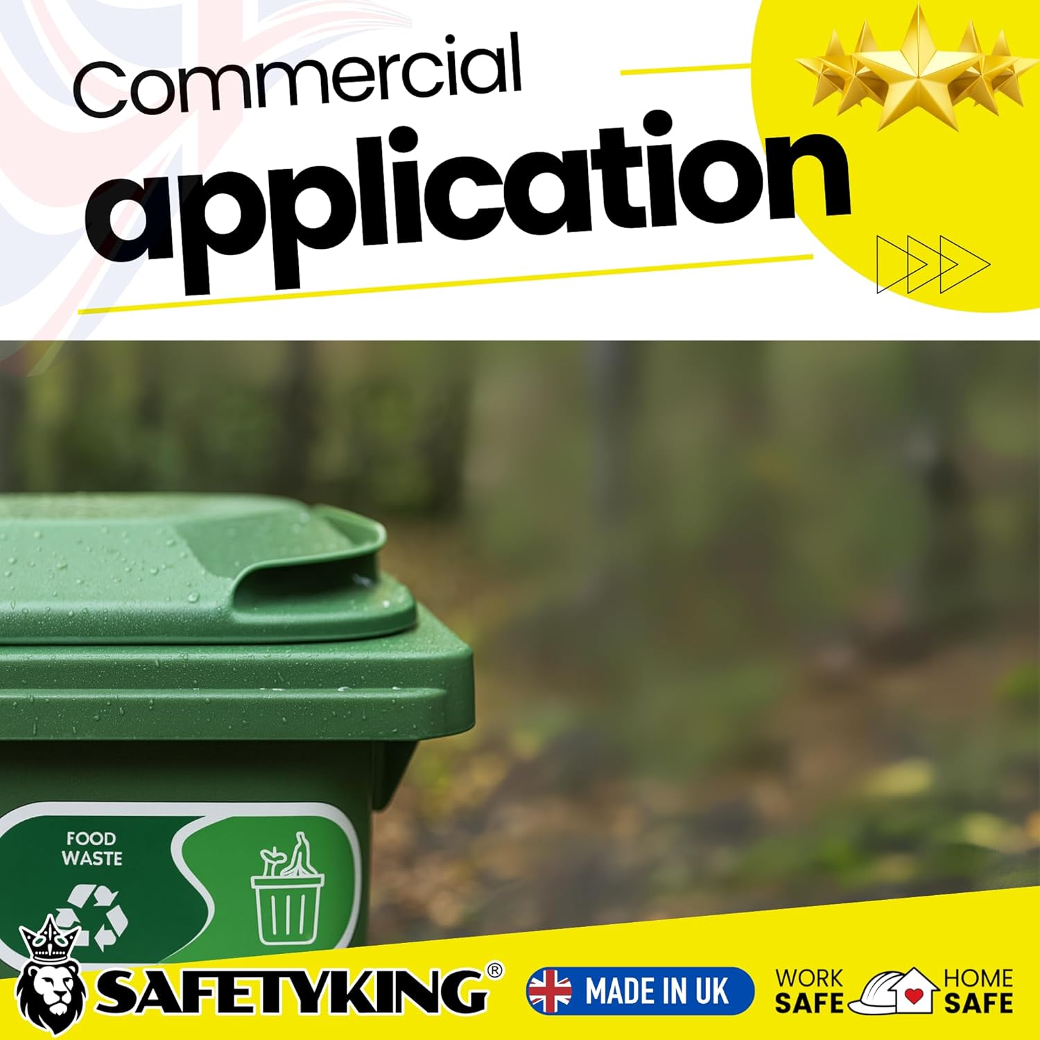 SAFETYKING® Recycling Stickers for Bins – 8pcs Vinyl Waste Self Adhesive Bin Labels, 15x6cm, Colour Coded Bin Stickers for Recycling & General Waste for use in Home, School, Office – Made in The UK