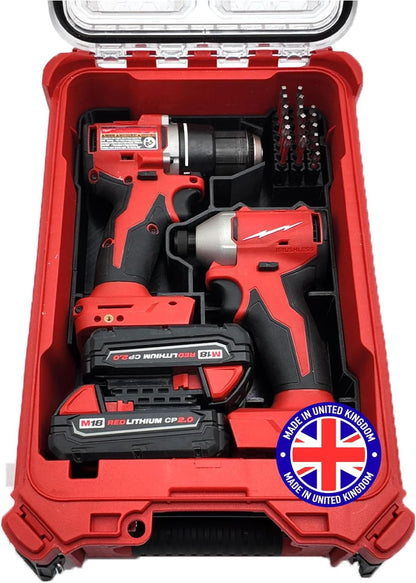 Milwaukee Packout Compatible Liner Organiser for Packout Compact Box (48-22-8435) – Precision Rigid Insert for M18 Drill Driver Organizer (Insert Only, Tools & Box Not Included)