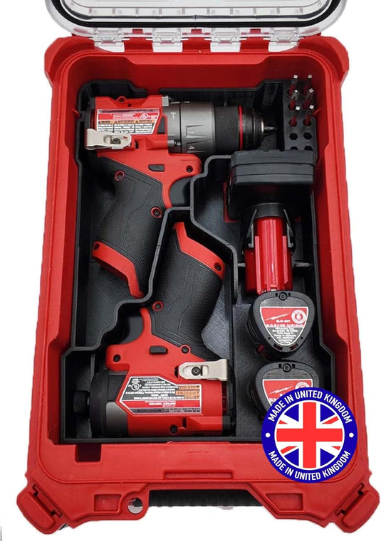 Milwaukee Packout Compatible Liner Organiser for Packout Compact Box (48-22-8435) – Precision Rigid Insert for M12 FUEL Drill Driver Organizer (Insert Only, Tools & Box Not Included)