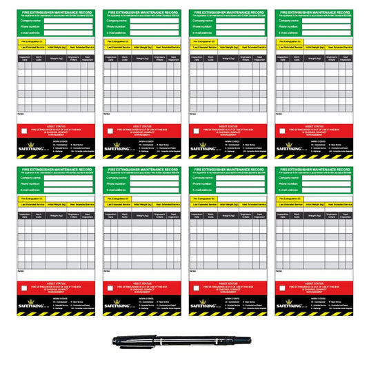SAFETYKING® 8 Piece Fire Extinguisher Maintenance Record Sticker | Fire Extinguisher Service Sticker | Fire Extinguisher Log Record