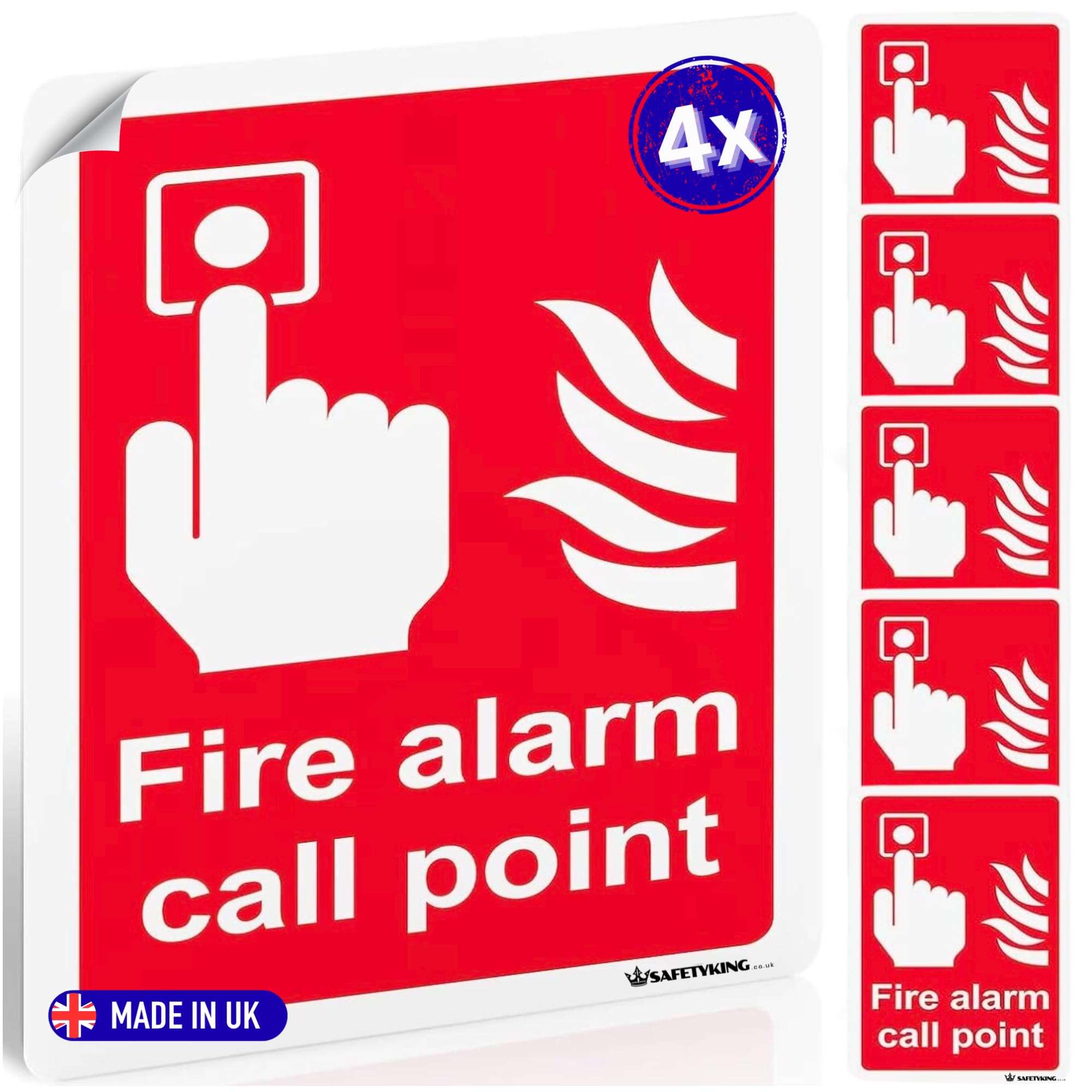 SAFETYKING® 5 pcs Fire Alarm Call Point Sticker - L 15cm x W 10cm | Fire Alarm Call Point Notice | Fire Call Point Sign | Fire Call PointStickers | Fire Stickers | Fire Safety Signs