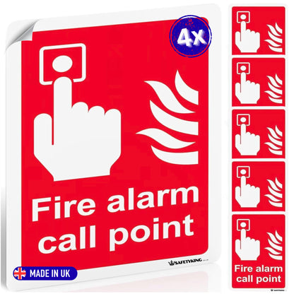 SAFETYKING® 5 pcs Fire Alarm Call Point Sticker - L 15cm x W 10cm | Fire Alarm Call Point Notice | Fire Call Point Sign | Fire Call PointStickers | Fire Stickers | Fire Safety Signs