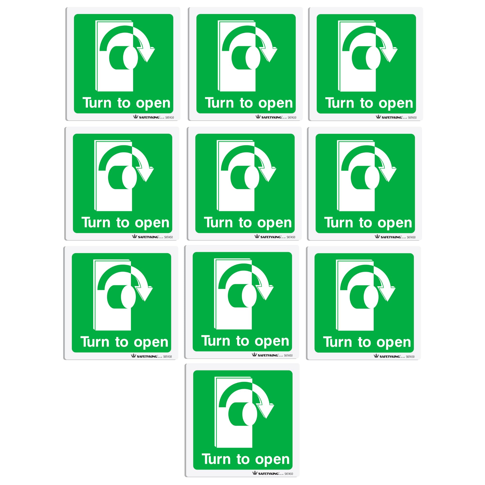 SAFETYKING® 10 pcs Thumb Ture To Exit Sticker Right - L 10 cm x W 10cm | Fire Alarm Thumb Turn Notice | Thumb Turn Sign | Fire Stickers | Fire Safety Signs