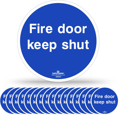 SAFETYKING® 16 x Fire Door Keep Shut Stickers 78mm Diameter