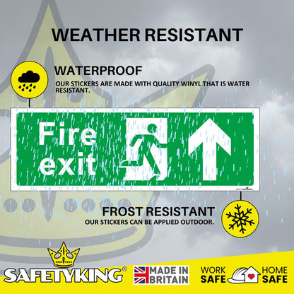 SAFETYKING® 1 Piece Fire Exit Sticker Running Man Up Sticker | 30 cm x 10 cm Self Adhesive Sticker | Fire Exit Signs | Fire Exit Stickers | Fire Exit Safety Pack | Running Man Fire Exit Signs