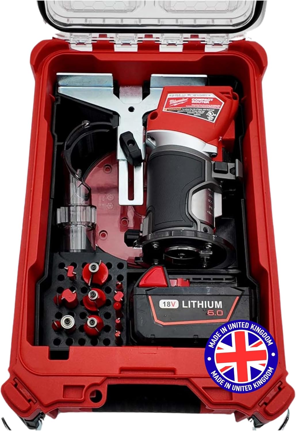 Milwaukee Packout Compatible Liner Organiser for Packout Compact Box (48-22-8435) – Precision Rigid Insert for M18 Router Organizer (Insert Only, Tools & Box Not Included)