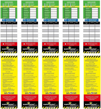 10 Access Equipment Tag Inserts - High Visibility Access Equipment Inspection Tag Inserts