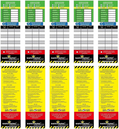 10 Access Equipment Tag Inserts - High Visibility Access Equipment Inspection Tag Inserts