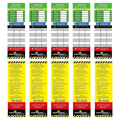 Safety King 10 Access Equipment Tag Inserts - High Visibility Access Equipment Inspection Tag Inserts