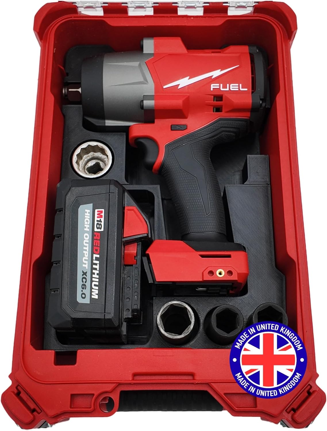 Milwaukee Packout Compatible Liner Organiser for Packout Compact Box (48-22-8435) – Precision Rigid Insert for M18 Fuel High Torque Impact Wrench Organizer (Insert Only, Tools & Box Not Included)