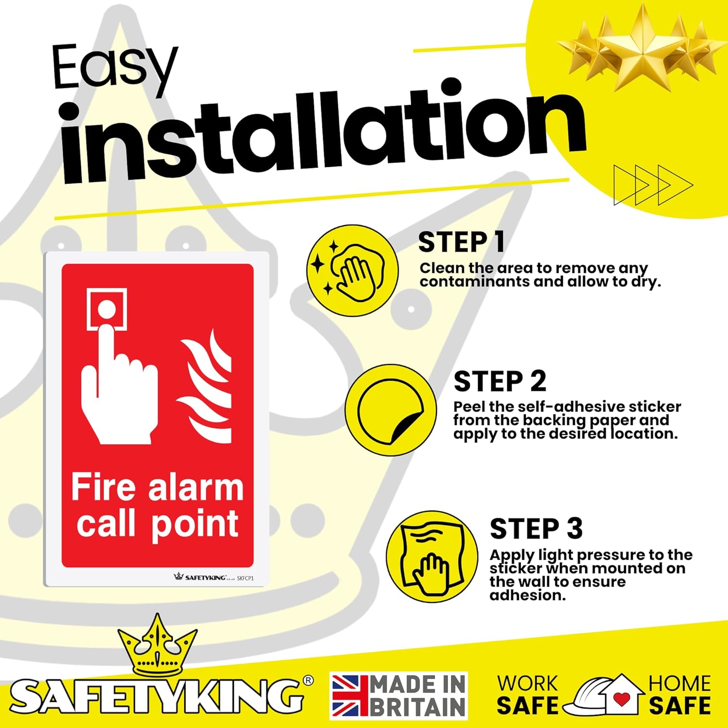 SAFETYKING Fire Alarm Call Point Stickers – 5 Pack | 150x100mm Self-Adhesive Vinyl Safety Signs | Fire Call Point Stickers Red & White | EN ISO 7010:2012 Compliant Made in UK