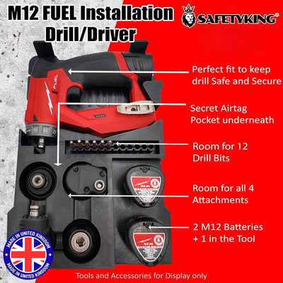Milwaukee Packout Compatible Liner Organiser for Packout Compact Box (48-22-8435) – Precision Rigid Insert for M12 FUEL Installation Drill & Accessories (Insert Only, Tools & Box Not Included) UK Made