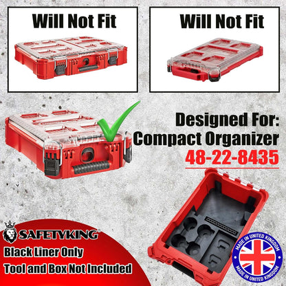 Milwaukee Packout Compatible Liner Organiser for Packout Compact Box (48-22-8435) – Precision Rigid Insert for M12 FUEL Installation Drill & Accessories (Insert Only, Tools & Box Not Included) UK Made