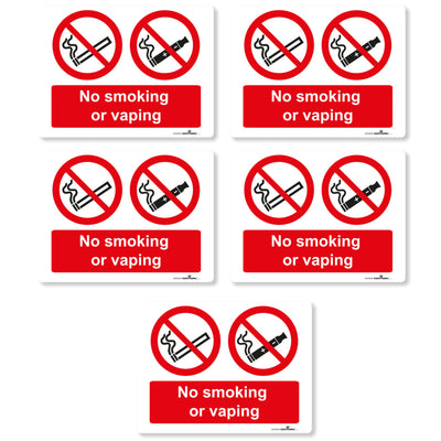 SAFETYKING® 5PCS 180cm x 135cm No Smoking No Vaping Sticker | No Smoking Sticker | No Vaping Sticker | No Smoking No Vaping Self Adhesive Sticker