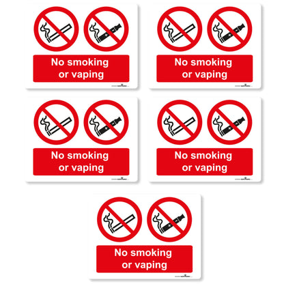 SAFETYKING® 5PCS 180cm x 135cm No Smoking No Vaping Sticker | No Smoking Sticker | No Vaping Sticker | No Smoking No Vaping Self Adhesive Sticker
