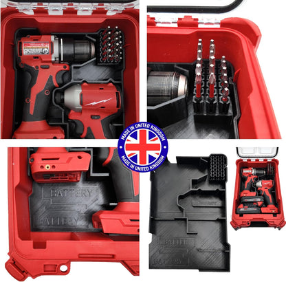 Milwaukee Packout Compatible Liner Organiser for Packout Compact Box (48-22-8435) – Precision Rigid Insert for M18 Drill Driver Organizer (Insert Only, Tools & Box Not Included)