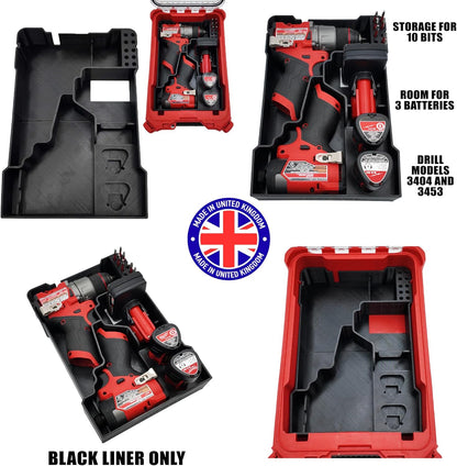 Milwaukee Packout Compatible Liner Organiser for Packout Compact Box (48-22-8435) – Precision Rigid Insert for M12 FUEL Drill Driver Organizer (Insert Only, Tools & Box Not Included)
