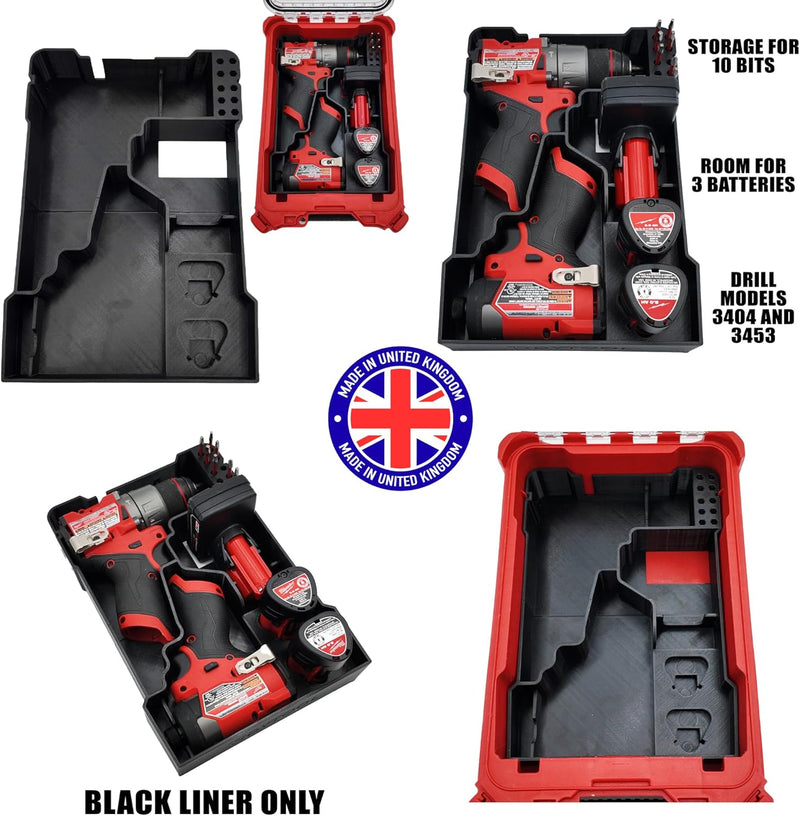 Load image into Gallery viewer, Milwaukee Packout Compatible Liner Organiser for Packout Compact Box (48-22-8435) – Precision Rigid Insert for M12 FUEL Drill Driver Organizer (Insert Only, Tools &amp; Box Not Included)
