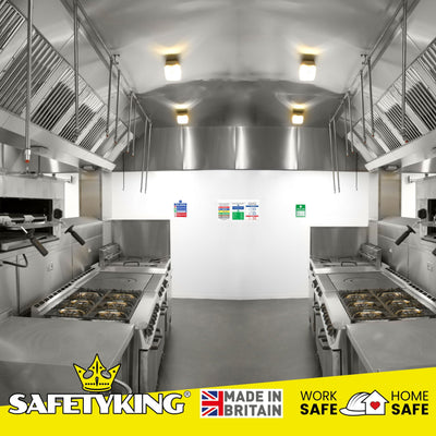 SAFETYKING 75pcs Kitchen Safety Signs & Food Hygiene Stickers, Food Safety Stickers - Self-Adhesive Vinyl Safety Labels for Kitchens, Made in the UK for Hygiene & Compliance