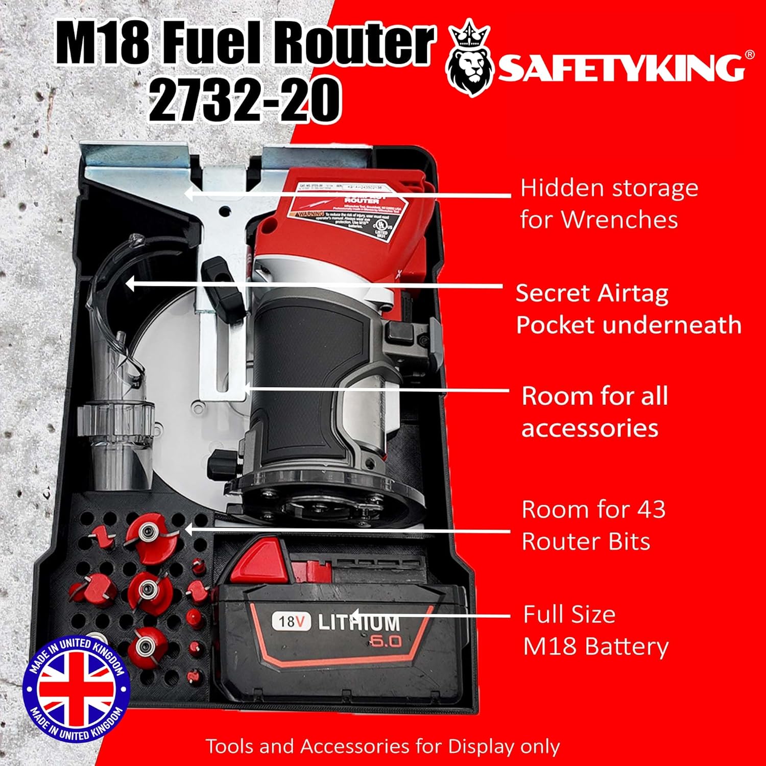 Milwaukee Packout Compatible Liner Organiser for Packout Compact Box (48-22-8435) – Precision Rigid Insert for M18 FUEL 2732-20 Compact Router & Accessories (Insert Only, Tools & Box Not Included)