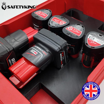 Milwaukee Packout Compatible Liner Organiser for Packout Compact Box (48-22-8435) – Precision Rigid Insert for M12 Mixed Battery Organizer (Insert Only, Tools & Box Not Included)