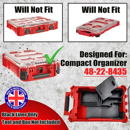 Milwaukee Packout Compatible Liner Organiser for Packout Compact Box (48-22-8435) – Precision Rigid Insert for M18 Multitool Organizer (Insert Only, Tools & Box Not Included)