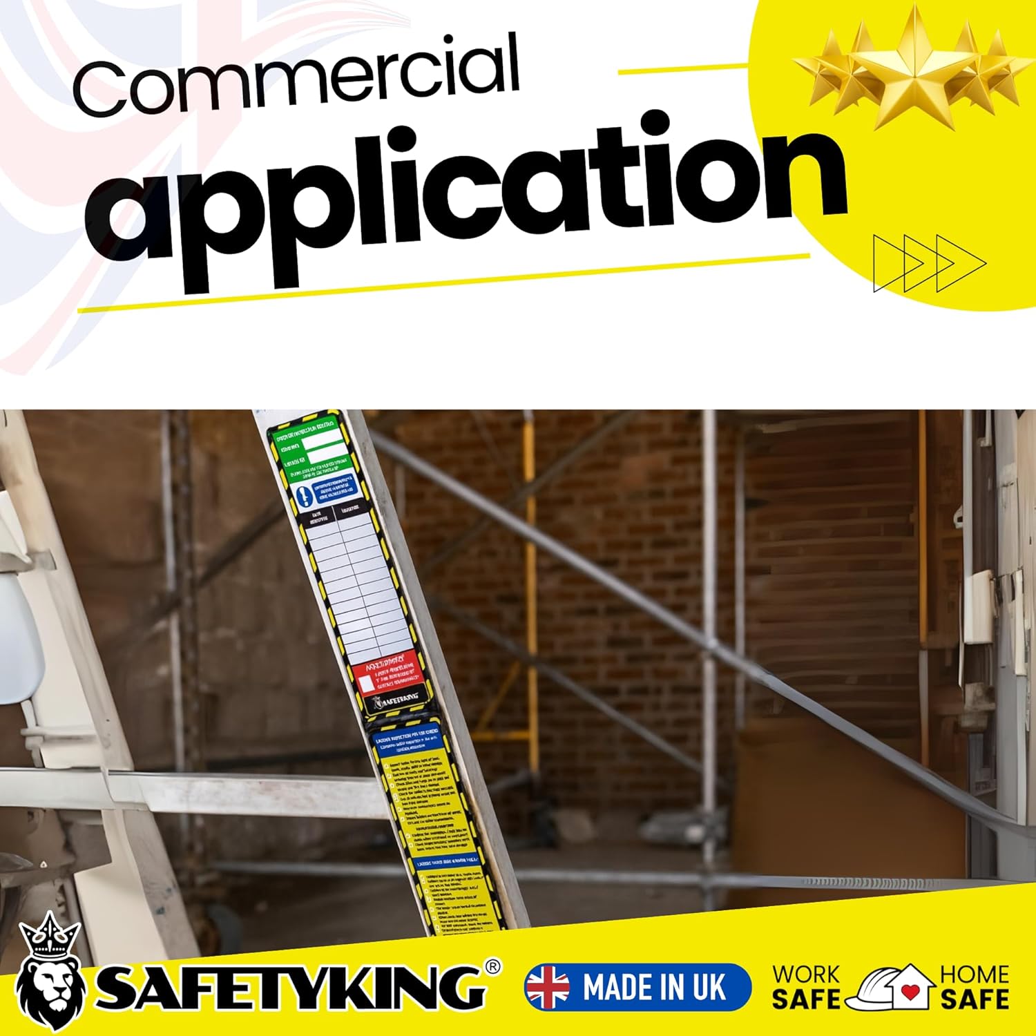 SAFETYKING® Ladder Tag Stickers. 22 Pack - 15cm x 5cm Self Adhesive Weatherproof Vinyl Labels for Safety & Maintenance Checks - Compatable With SAFETYKING Ladder Tag Holders - Made in the UK