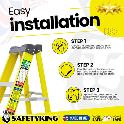 SAFETYKING® Ladder Tag Stickers. 22 Pack - 15cm x 5cm Self Adhesive Weatherproof Vinyl Labels for Safety & Maintenance Checks - Compatable With SAFETYKING Ladder Tag Holders - Made in the UK