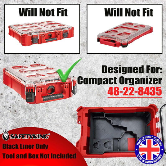 Milwaukee Packout Compatible Liner Organiser for Packout Compact Box (48-22-8435) – Precision Rigid Insert for M12 FUEL Drill Driver Organizer (Insert Only, Tools & Box Not Included)