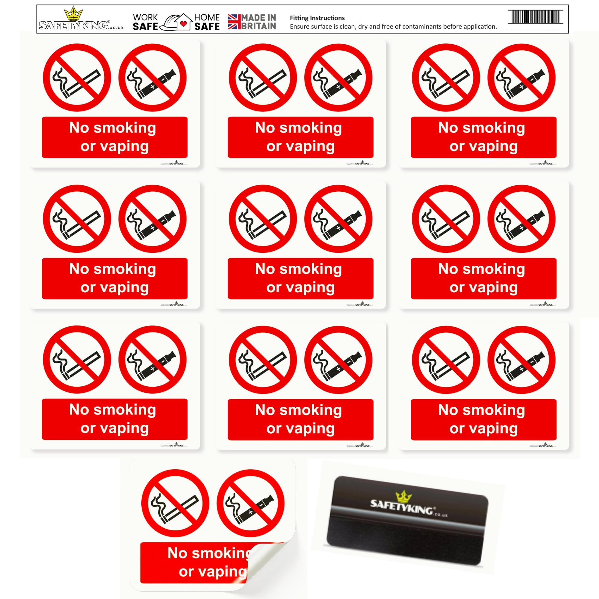 SAFETYKING® 13PCS 180cm x 135cm No Smoking No Vaping Sticker