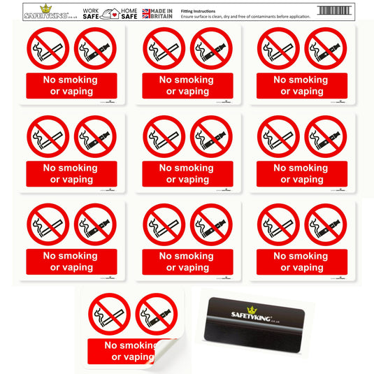 SAFETYKING® 13PCS 180cm x 135cm No Smoking No Vaping Sticker | No Smoking Sticker | No Vaping Sticker | No Smoking No Vaping Self Adhesive Sticker