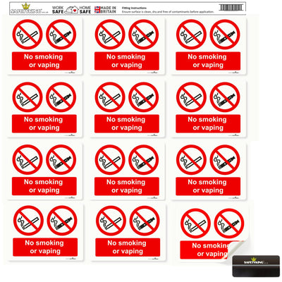 SAFETYKING® 13PCS 180cm x 135cm No Smoking No Vaping Sticker